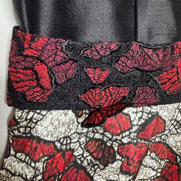 Vintage Y2K RODARTE Black Red Butterfly Embroidered Silk Blend Cocktail Dress - Picture 6 of 17